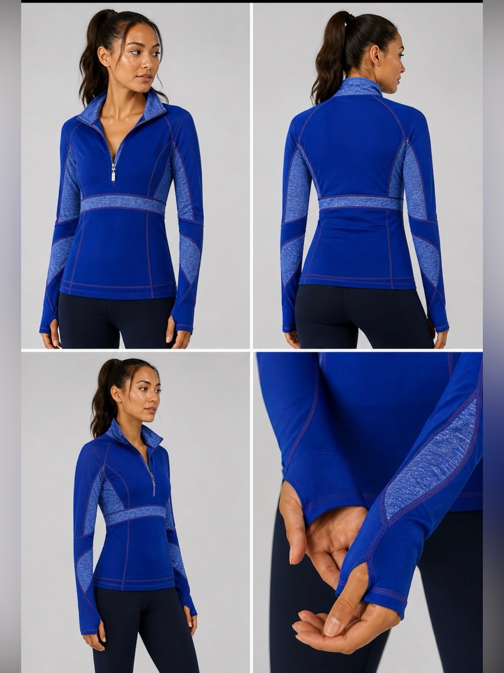 Lululemon Run Briskly Half Zip Pullover Cuffins Heathered Blue Discontinued Sz 4